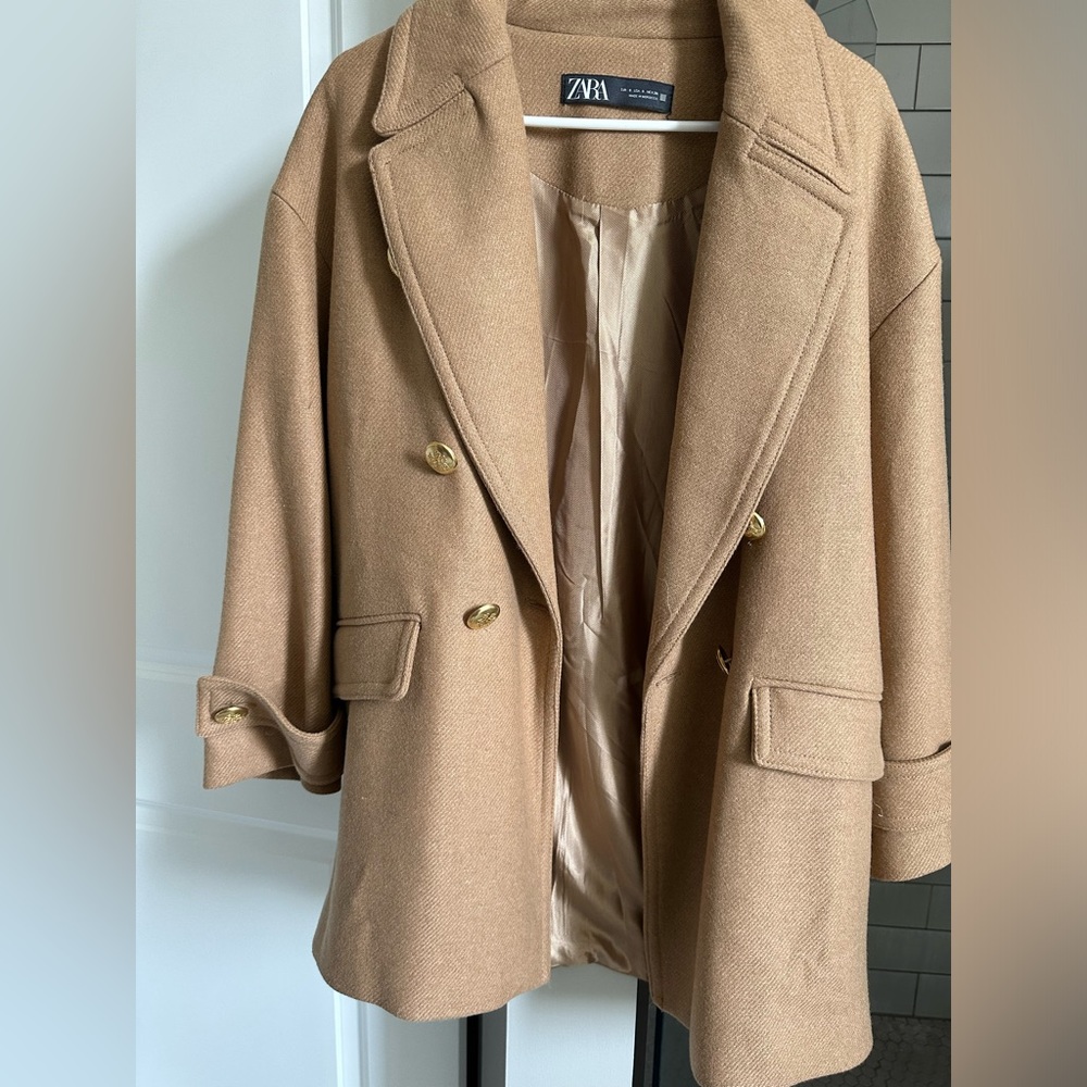 Zara camel dress coat - size small